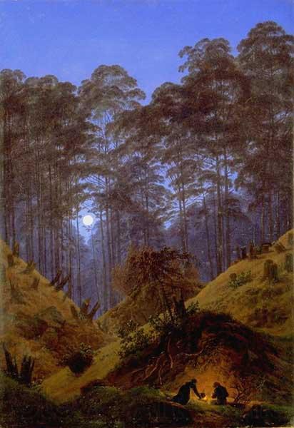 Caspar David Friedrich Tannenwald im Mondschein Norge oil painting art